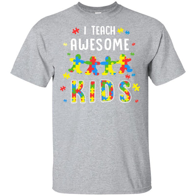 I Teach Awesome Kids Autism Awareness Puzzle Teacher-T-Shirt & Hoodie-Classic T-Shirt-Sport Grey
