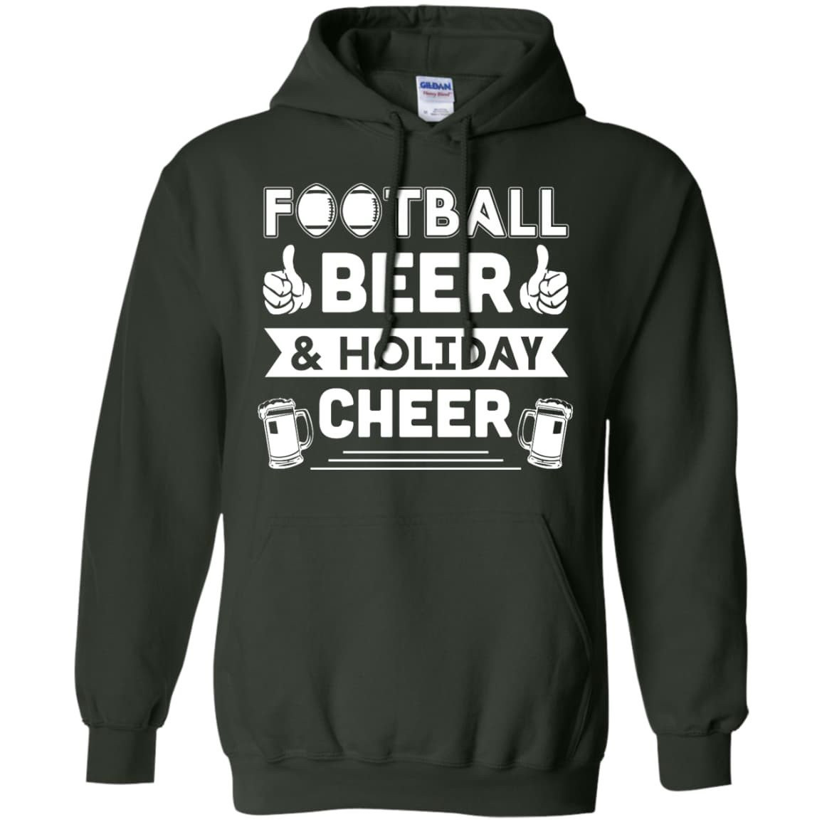 Football Beer Holiday Cheer-T-Shirt & Hoodie-Pullover Hoodie-Forest Green