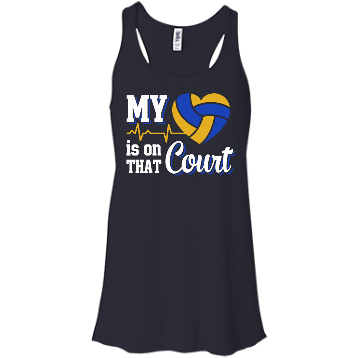My Heart Is On That Court Volleyball T Shirt-T-Shirt & Hoodie-Women's Flowy Racerback Tank-Midnight