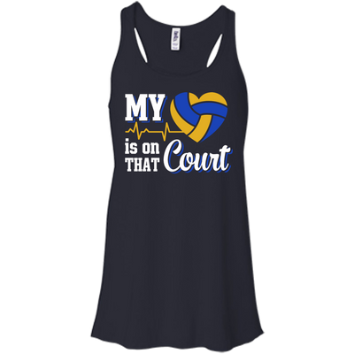 My Heart Is On That Court Volleyball T Shirt-T-Shirt & Hoodie-Women's Flowy Racerback Tank-Midnight