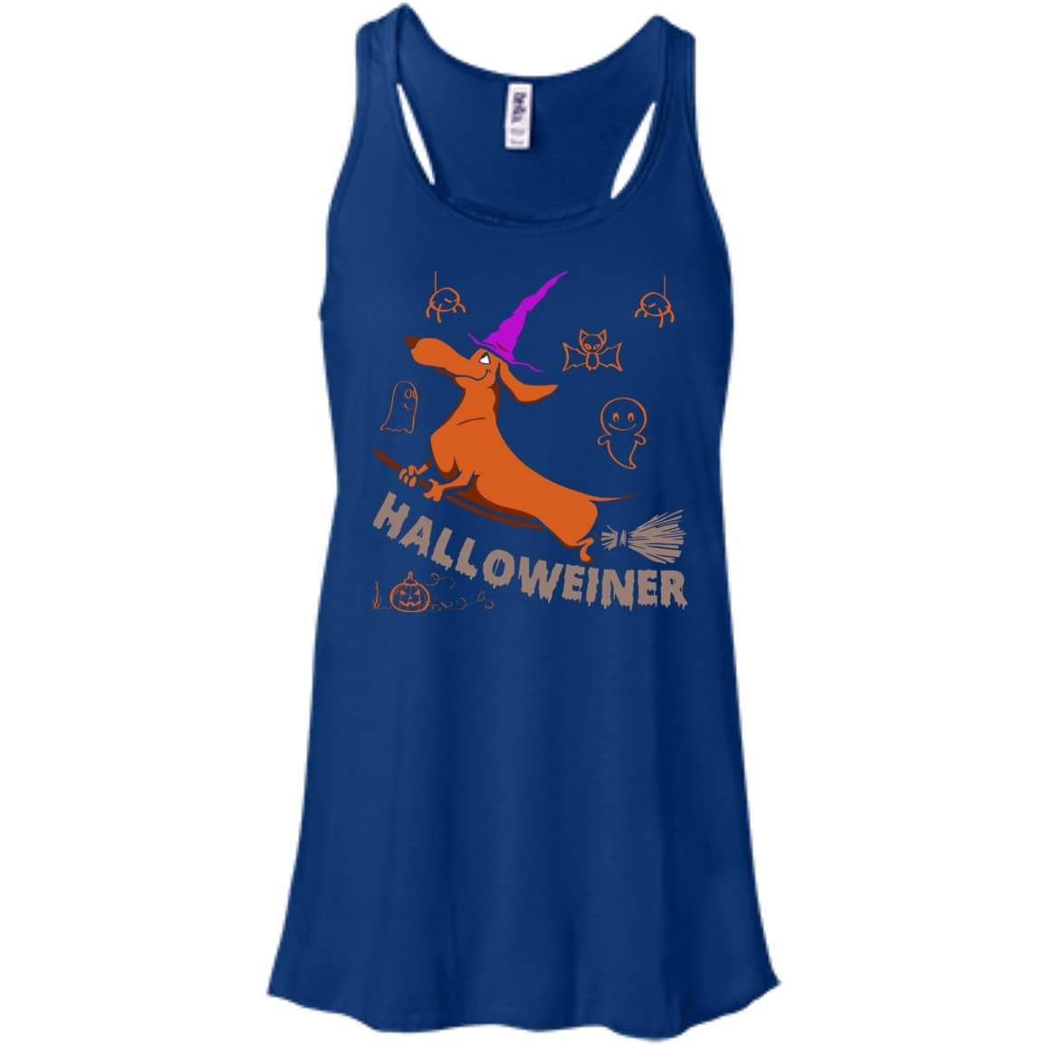 Halloweiner Halloween Dog-T-Shirt & Hoodie-Women's Flowy Racerback Tank-True Royal