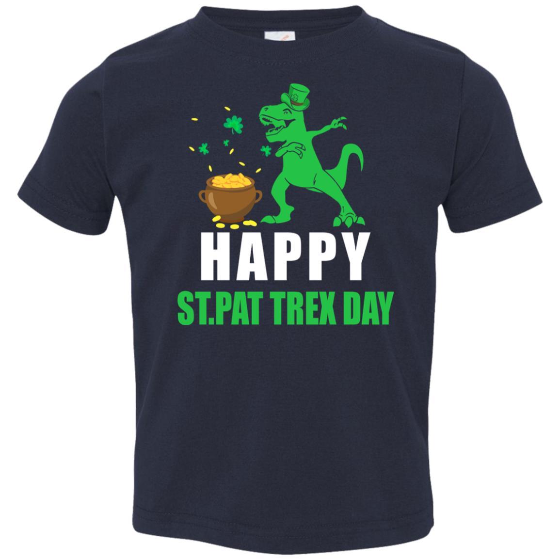 Happy St Pat T-Rex Day Dinosaur St Patrick's Day Youth-Youth Shirt-Toddler T-Shirt-Navy