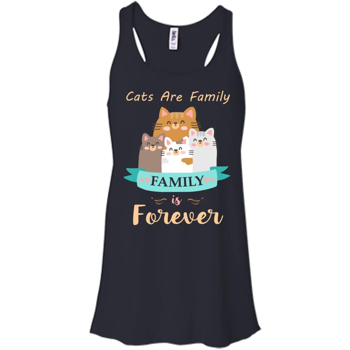 Cats Are Family Family Is Forever-T-Shirt & Hoodie-Women's Flowy Racerback Tank-Midnight