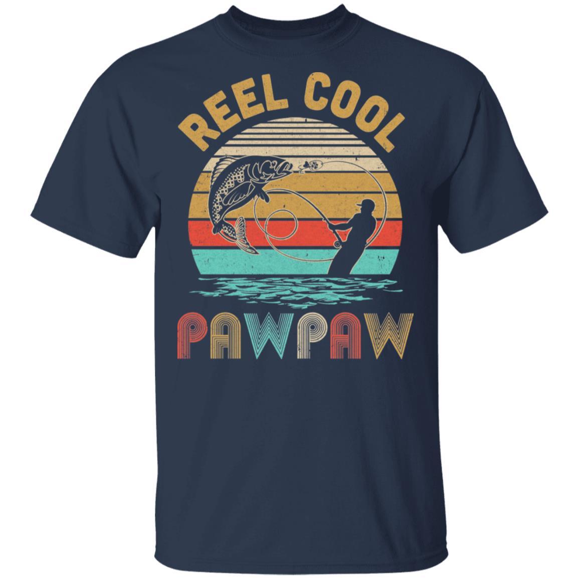 Vintage Reel Cool PawPaw Fish Fishing Father's Day Gift-T-Shirt & Hoodie-Classic T-Shirt-Navy