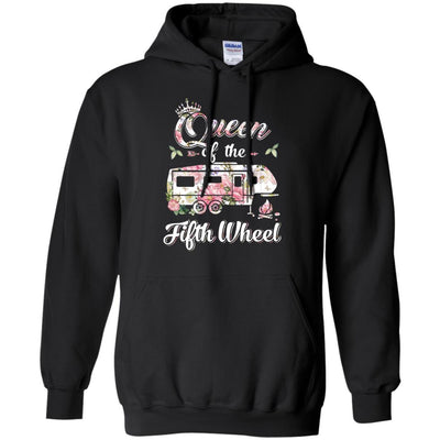 Queen Of The Fifth Wheel Funny Camping-T-Shirt & Hoodie-Pullover Hoodie-Black
