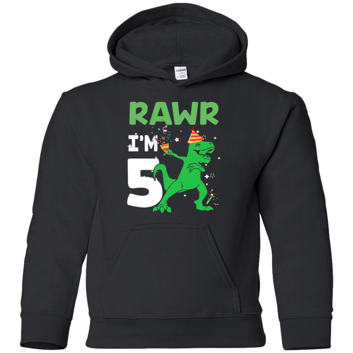 Rawr I'm 7 Birthday Gifts 2014 Dinosaur For Boys Youth-Youth Shirt-Youth Pullover Hoodie-Black