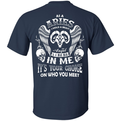 As A Aries I Hold A Beast An Angel A Madman In Me-T-Shirt & Hoodie-Classic T-Shirt-Navy