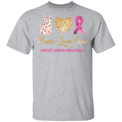 Peace Love Cure Breast Cancer Awareness-T-Shirt & Hoodie-Classic T-Shirt-Sport Grey
