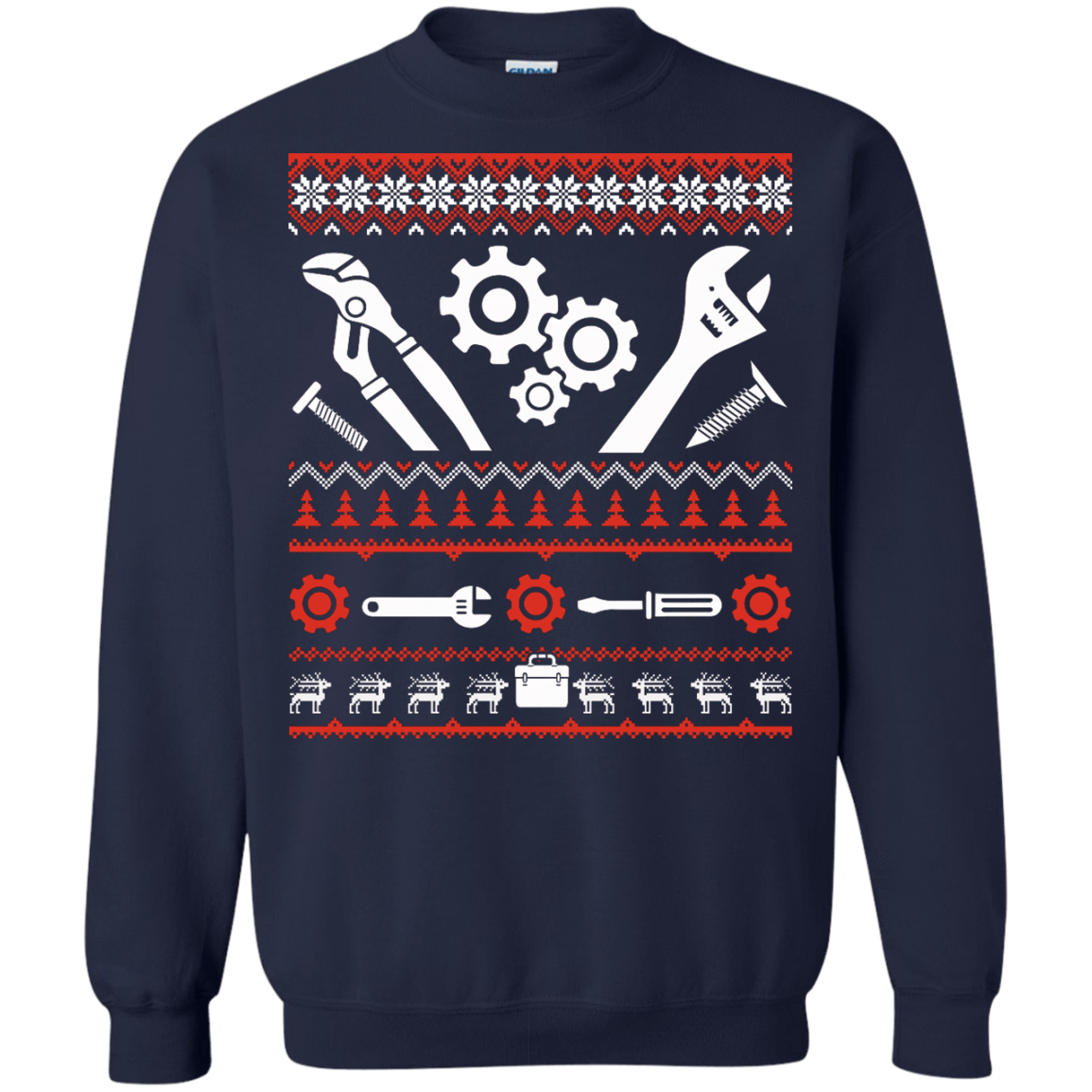 Mechanic Christmas Sweater-T-Shirt & Hoodie-Crewneck Sweatshirt-Navy