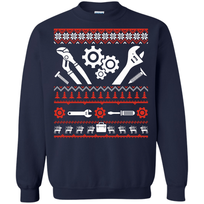 Mechanic Christmas Sweater-T-Shirt & Hoodie-Crewneck Sweatshirt-Navy