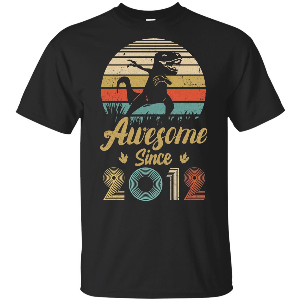 Awesome Since 2012 9th Years Old Dinosaur Birthday Gift Youth-Youth Shirt-Youth T-Shirt-Black
