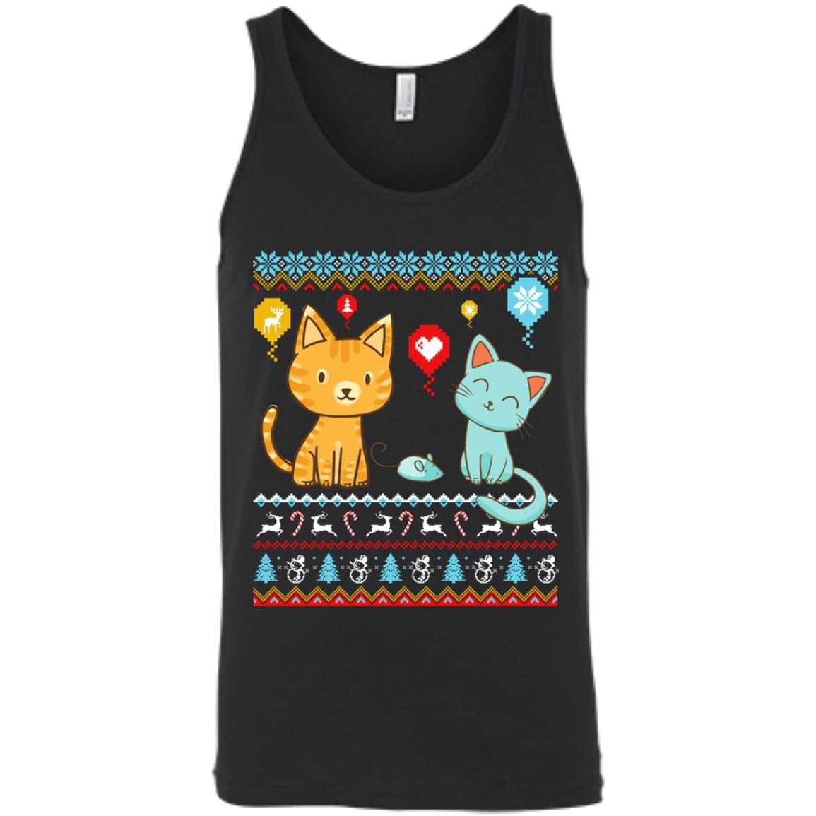 Halo Halo Christmas Cat Lover-T-Shirt & Hoodie-Unisex Tank-Black