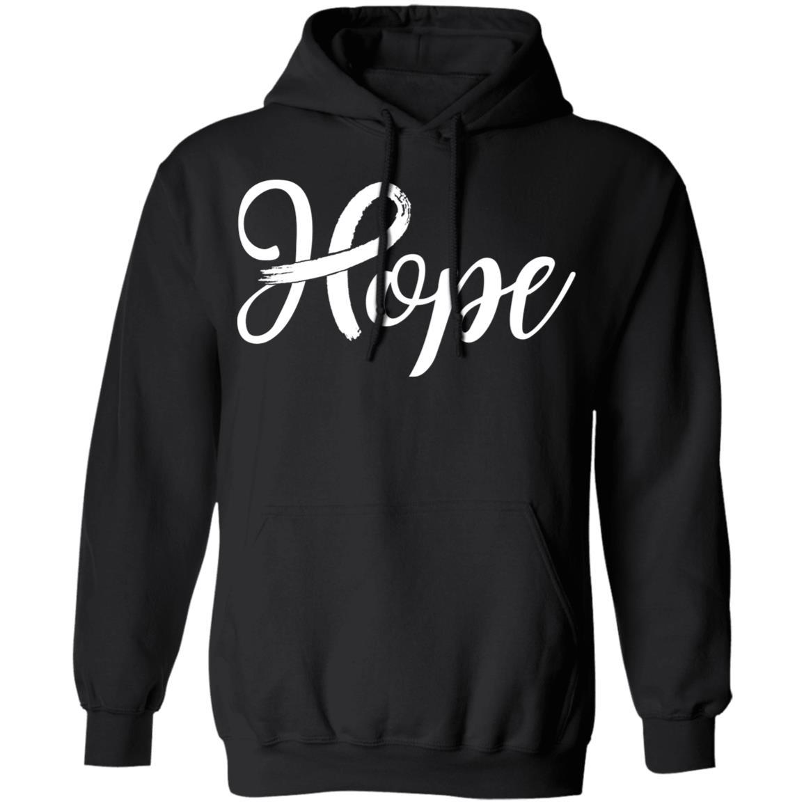 Lung Cancer Awareness White Ribbon Hope-T-Shirt & Hoodie-Pullover Hoodie-Black