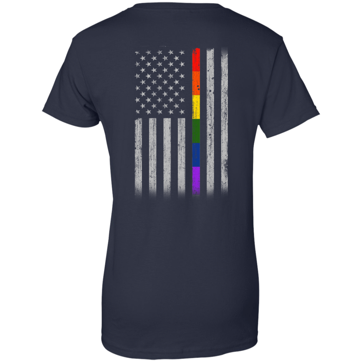 Rainbow Lesbian Gay Pride LGBT America Flag-T-Shirt & Hoodie-Women's T-Shirt-Navy