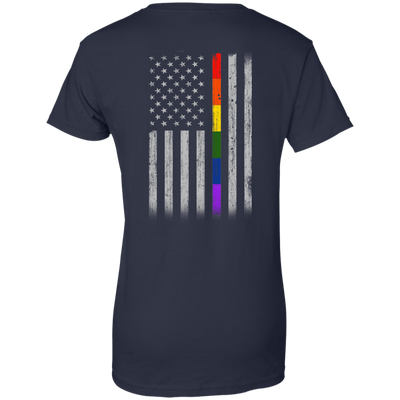 Rainbow Lesbian Gay Pride LGBT America Flag-T-Shirt & Hoodie-Women's T-Shirt-Navy