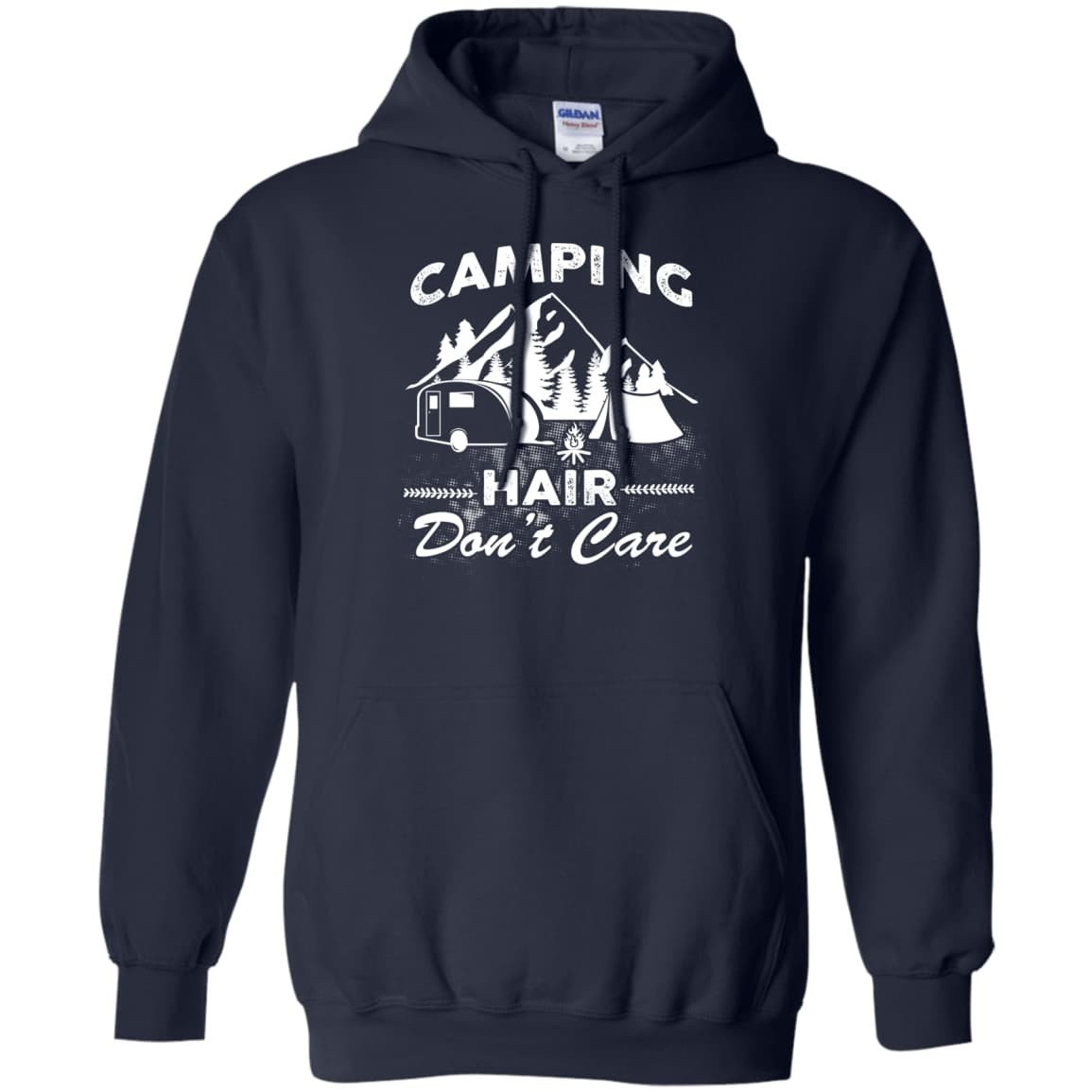 Camping Hair Don't Care-T-Shirt & Hoodie-Pullover Hoodie-Navy