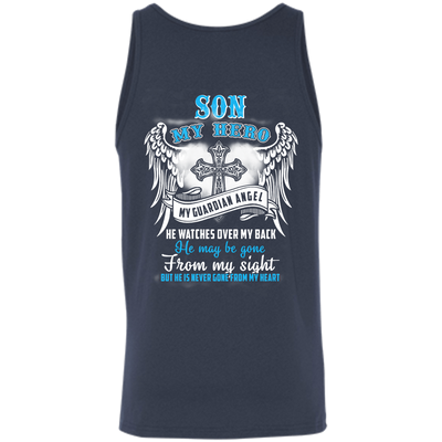 My Son My Hero My Guardian Angel He Watches Over My Back-T-Shirt & Hoodie-Unisex Tank-Navy