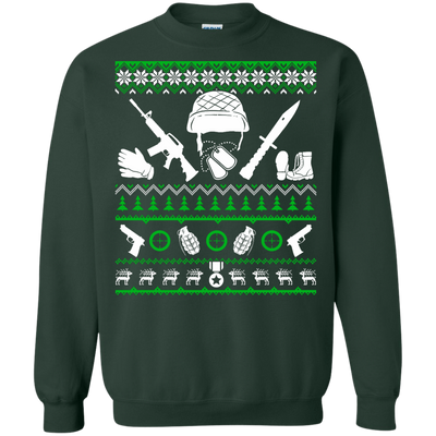 Veteran Christmas Sweater-T-Shirt & Hoodie-Crewneck Sweatshirt-Forest Green