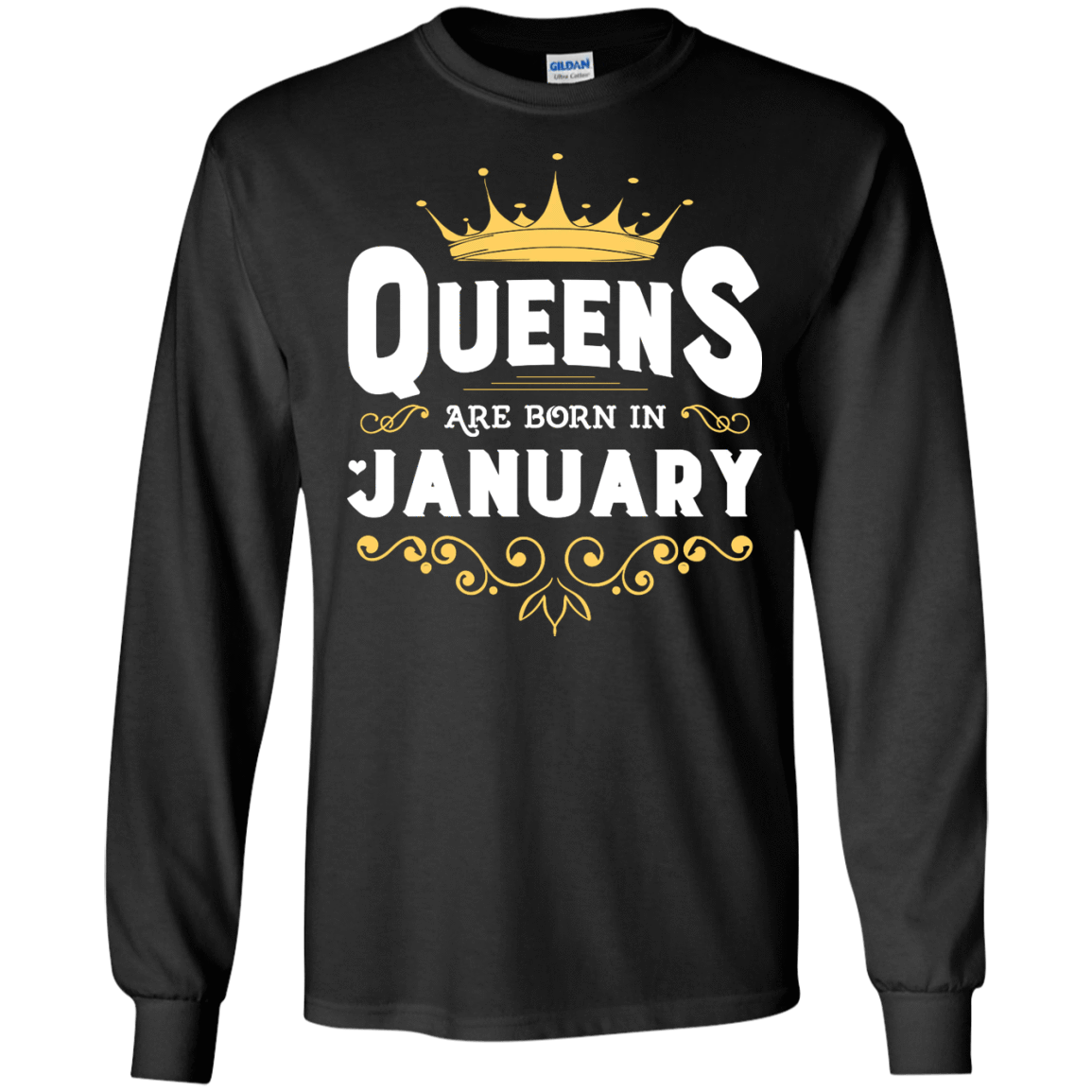 Queens Are Born In January-T-Shirt & Hoodie-Long Sleeve T-Shirt-Black