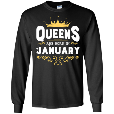 Queens Are Born In January-T-Shirt & Hoodie-Long Sleeve T-Shirt-Black