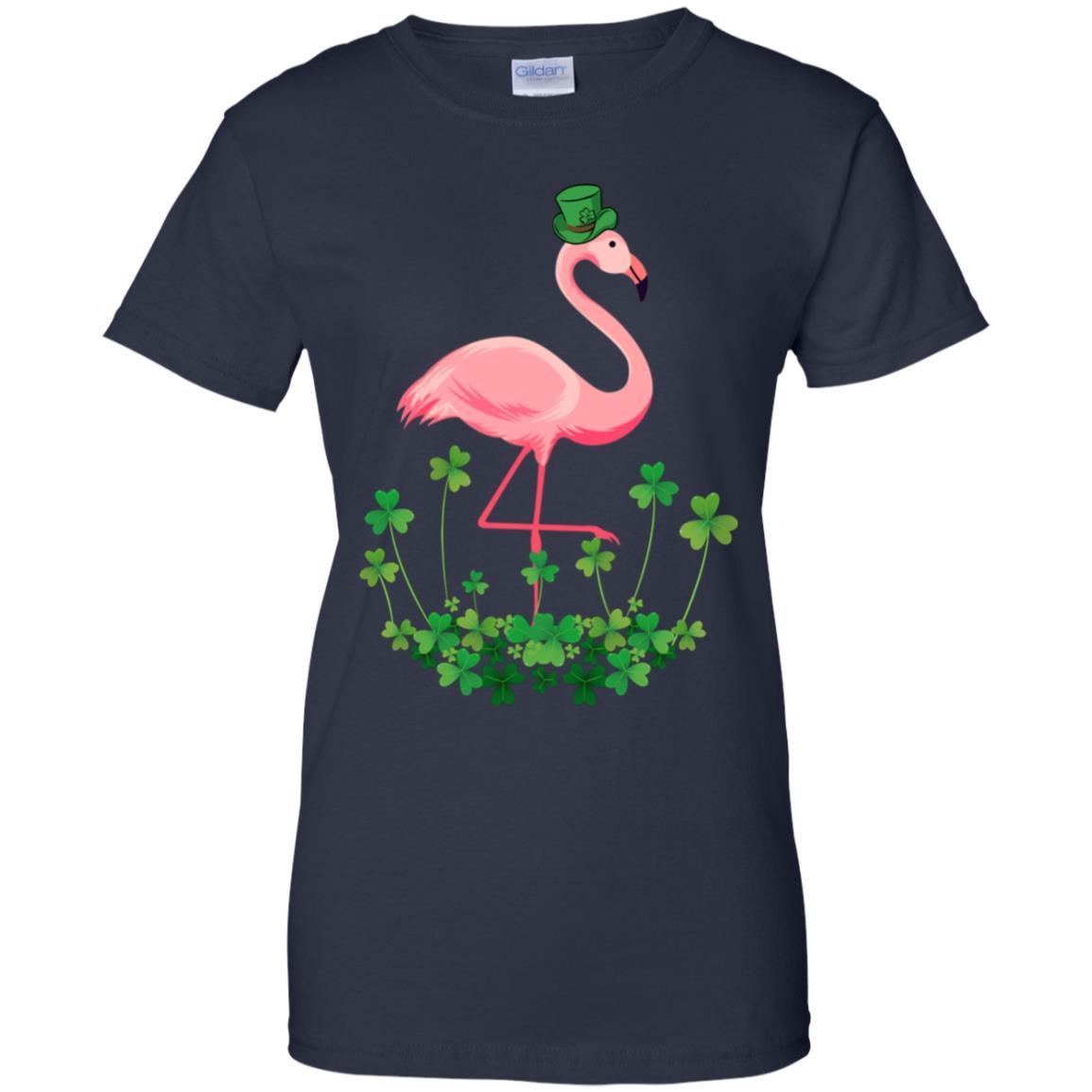 Flamingo Shamrock Happy St Patrick's Day-T-Shirt & Hoodie-Women's T-Shirt-Navy
