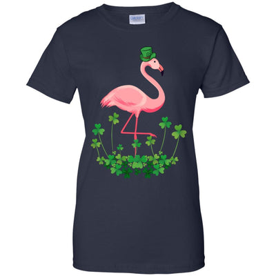Flamingo Shamrock Happy St Patrick's Day-T-Shirt & Hoodie-Women's T-Shirt-Navy