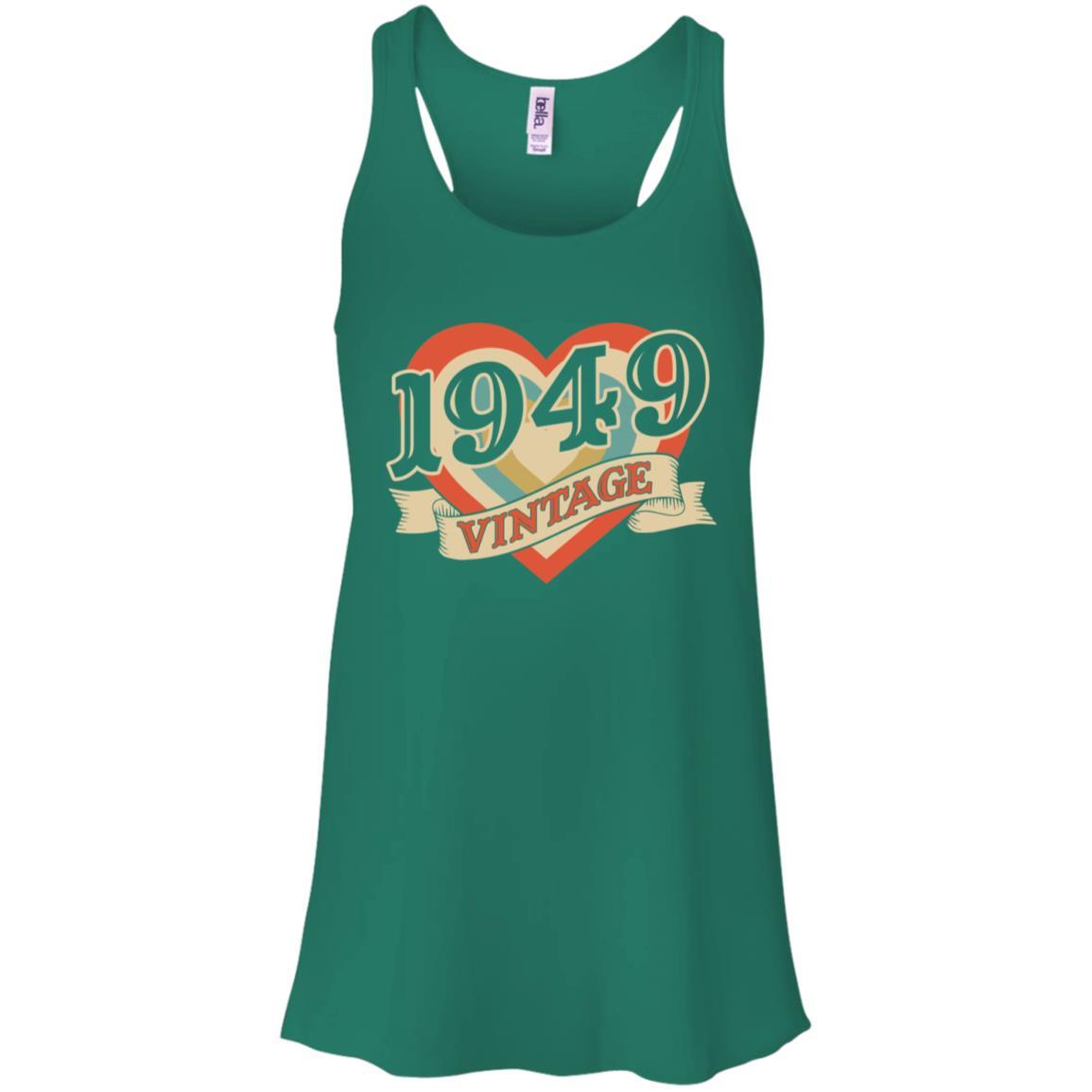 Vintage Retro Classic Heart Made In 1949 72th Birthday-T-Shirt & Tank Top-Women's Flowy Racerback Tank-Kelly Green