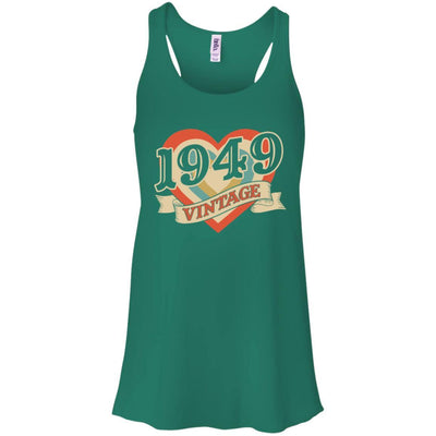 Vintage Retro Classic Heart Made In 1949 72th Birthday-T-Shirt & Tank Top-Women's Flowy Racerback Tank-Kelly Green