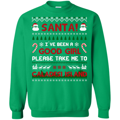 Santa I've Been A Good Girl Please Take Me To Caladesi Island-T-Shirt & Hoodie-Crewneck Sweatshirt-Irish Green