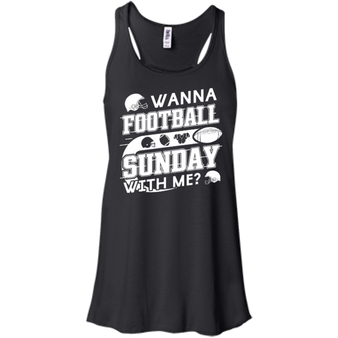 WANNA FOOTBALL SUNDAY WITH ME-T-Shirt & Hoodie-Women's Flowy Racerback Tank-Black