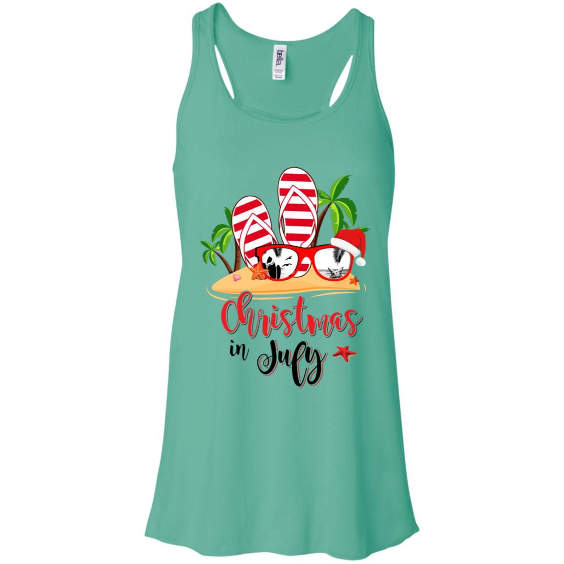 Flip Flop Sunglasses Christmas In July Summer Beach Vacation-T-Shirt & Tank Top-Women's Flowy Racerback Tank-Teal