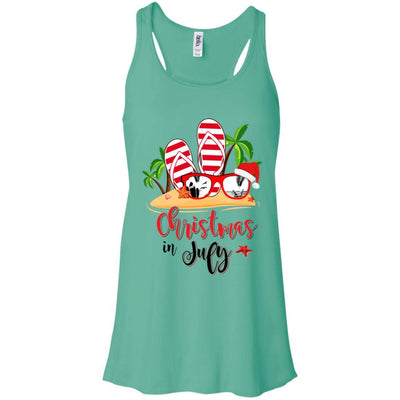 Flip Flop Sunglasses Christmas In July Summer Beach Vacation-T-Shirt & Tank Top-Women's Flowy Racerback Tank-Teal