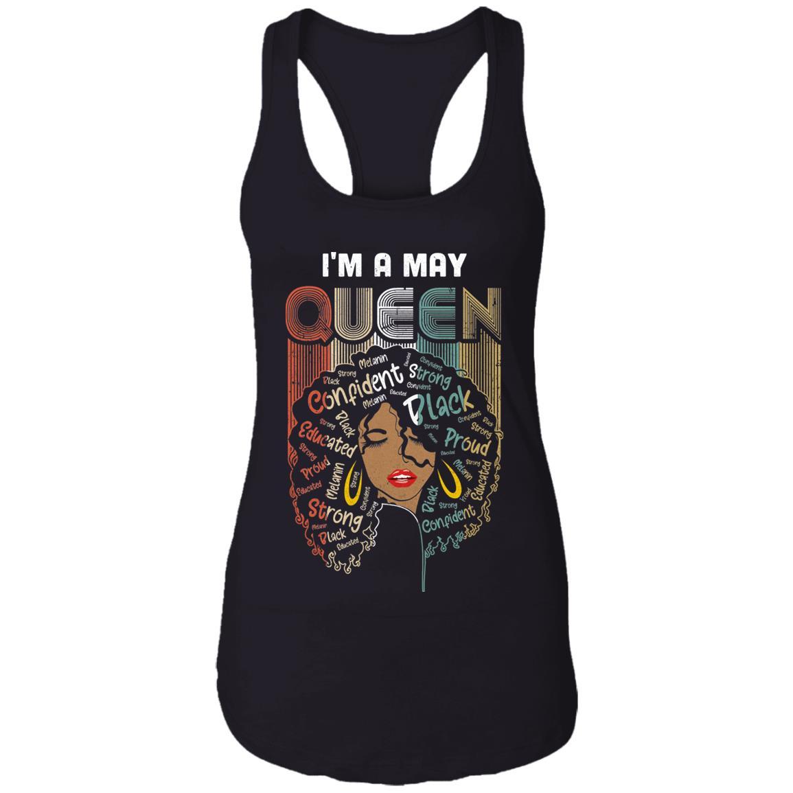 May Birthday For Women Gifts I'm A May Queen Girl-T-Shirt & Tank Top-Women's Ideal Racerback Tank-Black