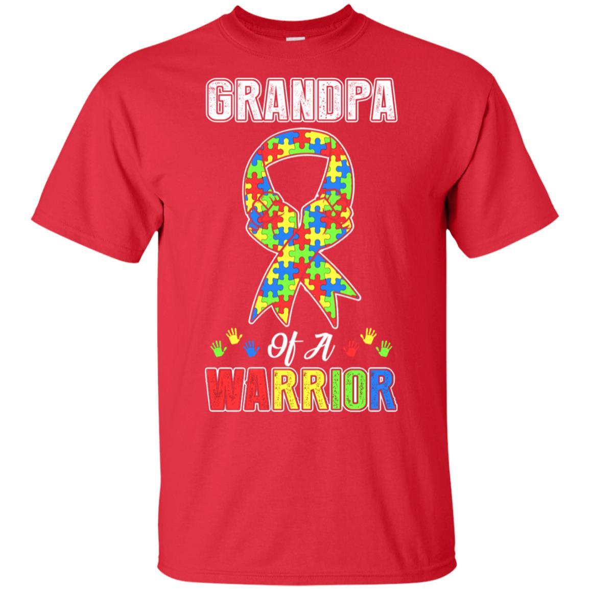 Grandpa Of A Warrior Support Autism Awareness Gift-T-Shirt & Hoodie-Classic T-Shirt-Red