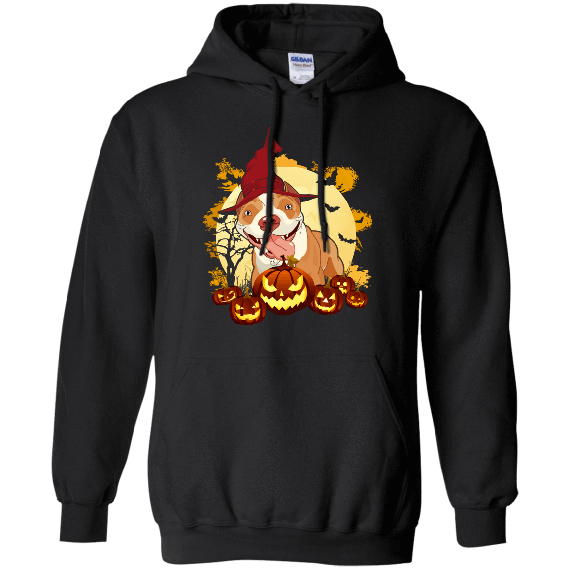 Pitbull Halloween Pumpkin-T-Shirt & Hoodie-Pullover Hoodie-Black