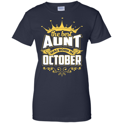 The Best Aunt Was Born In October-T-Shirt & Hoodie-Women's T-Shirt-Navy