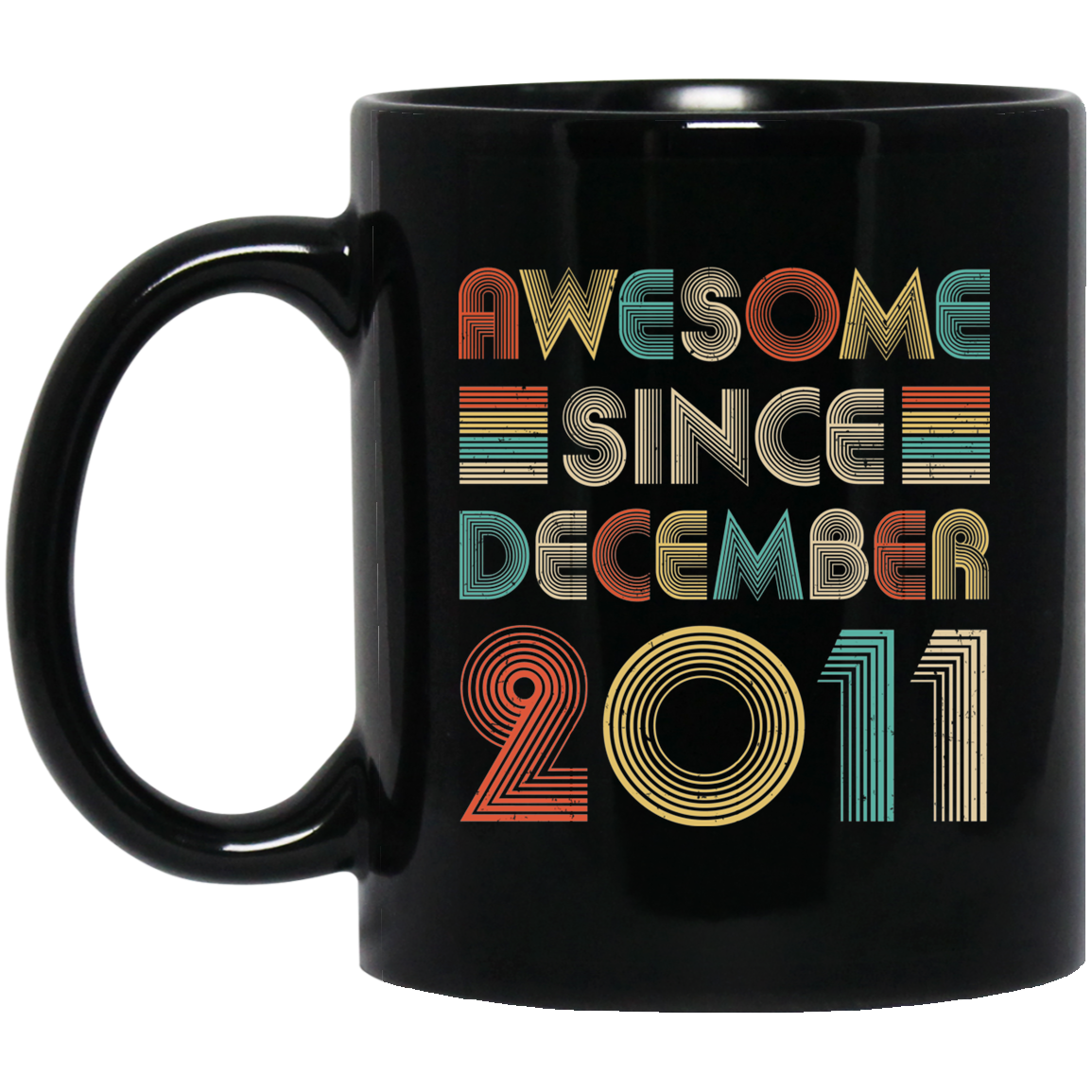 Awesome Since December 2011 Vintage 10th Birthday Gifts Youth Mug-Coffee Mug-BM11OZ 11 oz. Black Mug-Black