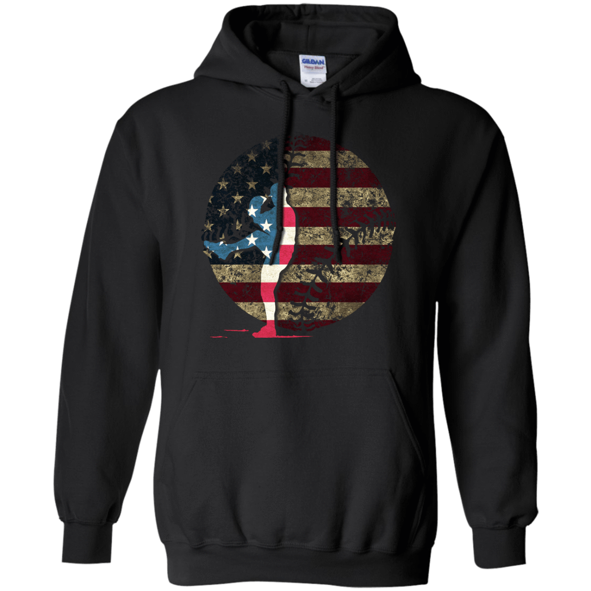 Pitcher Baseball America Flag-T-Shirt & Hoodie-Pullover Hoodie-Black
