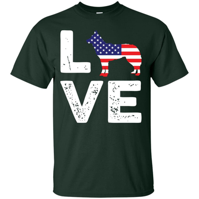 American Flag Dog Husky Love-T-Shirt & Hoodie-Classic T-Shirt-Forest Green