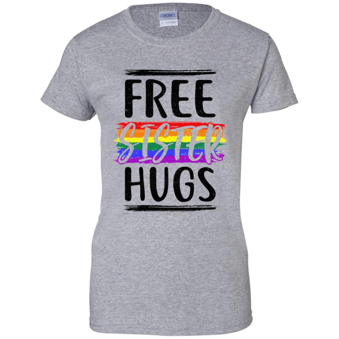 Free Sister Hugs Rainbow heart LGBT Pride Month-T-Shirt & Hoodie-Women's T-Shirt-Sport Grey