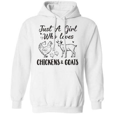 Just A Girl Who Loves Chickens And Goats Farmer Girls Gift-T-Shirt & Hoodie-Pullover Hoodie-White