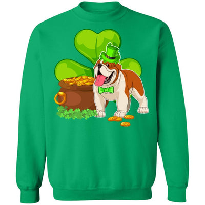 Bulldog St Patrick's Day Irish Dog Lover Funny Gifts-T-Shirt & Hoodie-Crewneck Sweatshirt-Irish Green