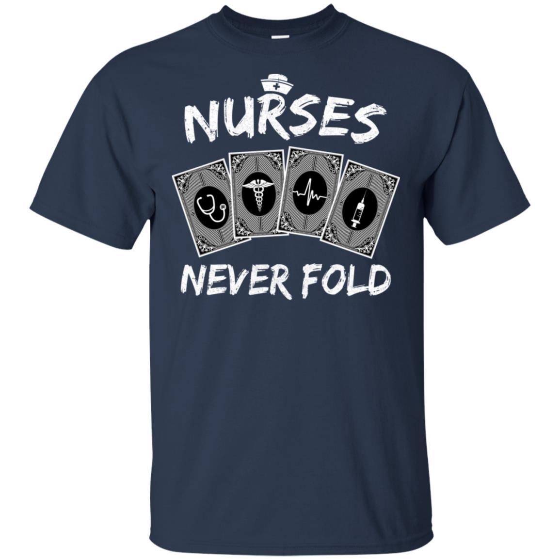 Nurses Never Fold Funny Dont Play Cards-T-Shirt & Hoodie-Classic T-Shirt-Navy