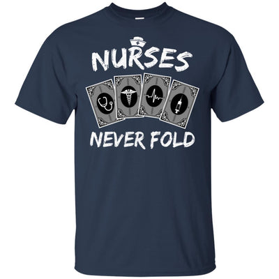 Nurses Never Fold Funny Dont Play Cards-T-Shirt & Hoodie-Classic T-Shirt-Navy