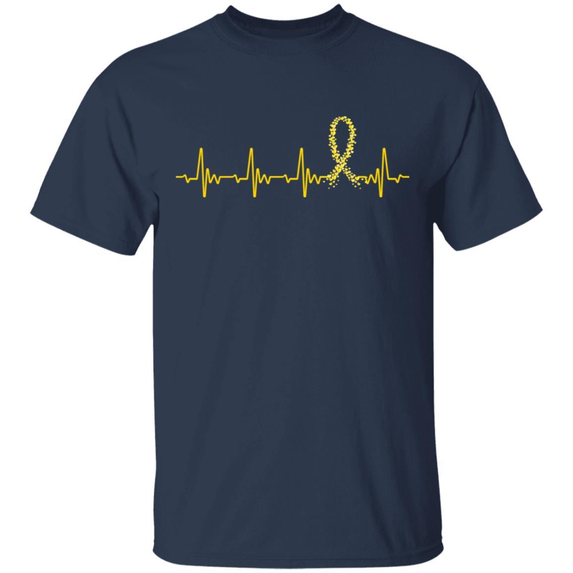 Childhood Cancer Awareness Gold Ribbon Heartbeat-T-Shirt & Hoodie-Classic T-Shirt-Navy