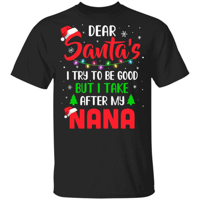 Dear Santa I Tried To Be Good But My Nana Christmas Kids Youth-Youth Shirt-Youth T-Shirt-Black