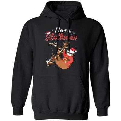 Merry Slothmas Christmas Pajama For Sloth Lovers-T-Shirt & Hoodie-Pullover Hoodie-Black