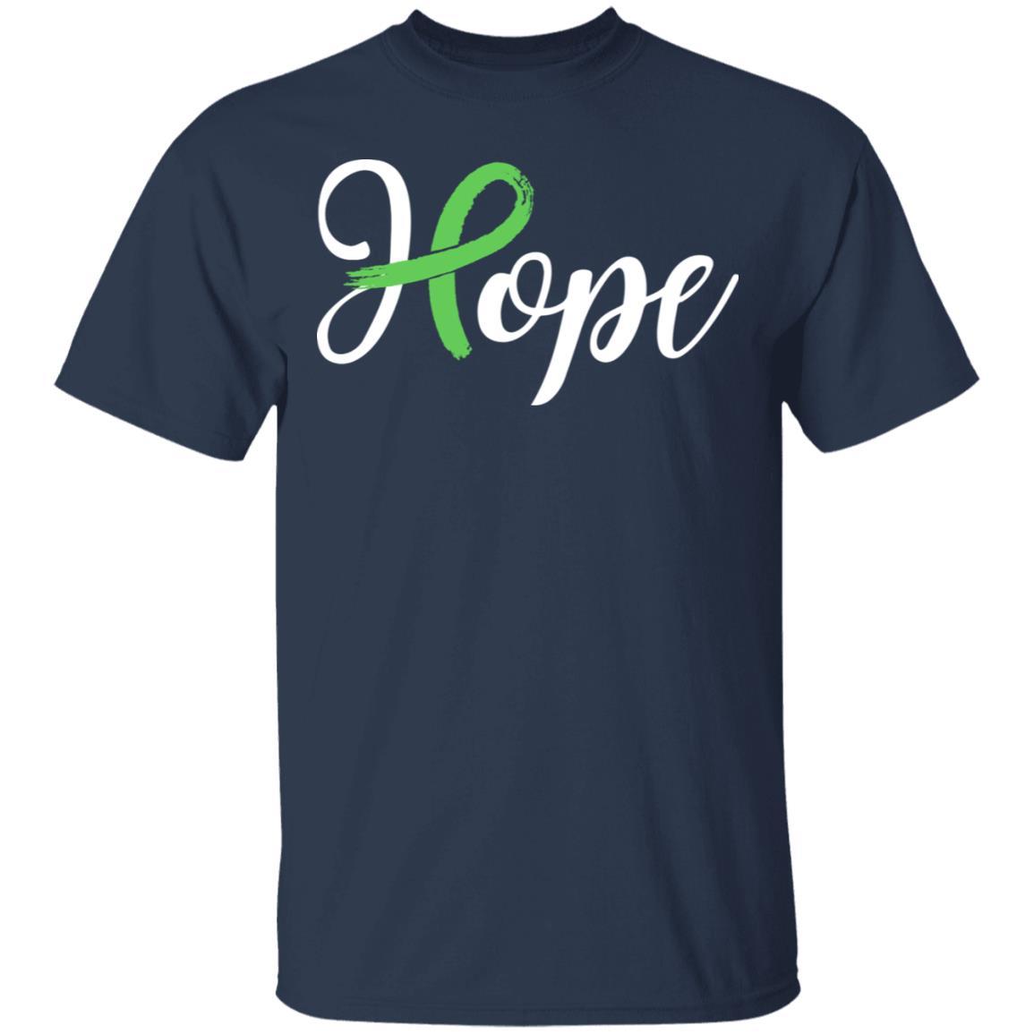 Kidney Disease Liver Cancer Awareness Green Ribbon Hope-T-Shirt & Hoodie-Classic T-Shirt-Navy