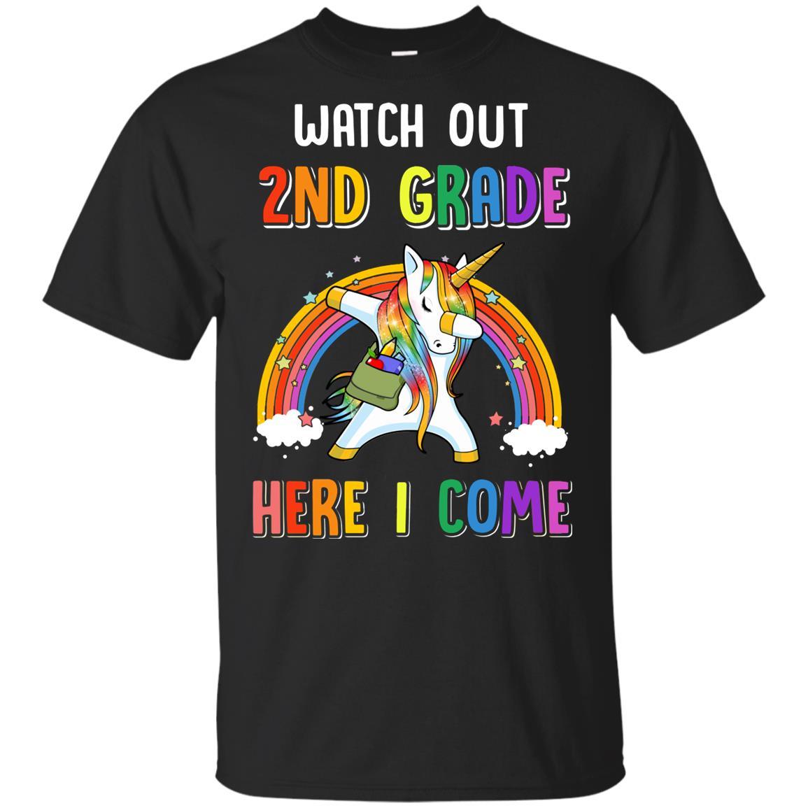 2nd Grade Here I Come Unicorn Back To School Youth-Youth Shirt-Youth T-Shirt-Black