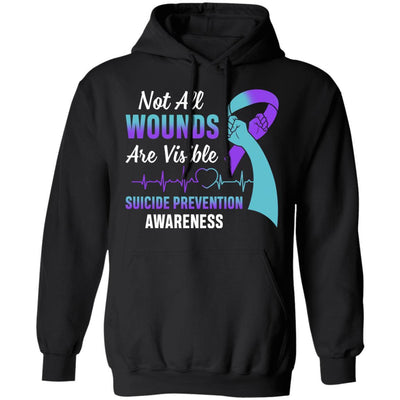 Suicide Prevention Awareness Not All Wounds Are Visible-T-Shirt & Hoodie-Pullover Hoodie-Black